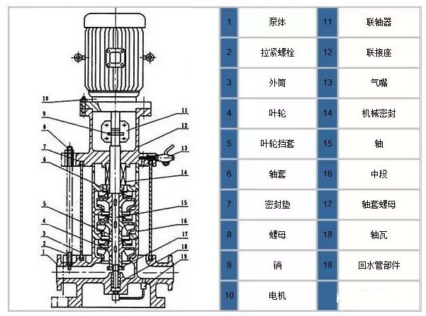 廣一立式多級離心泵結(jié)構(gòu)